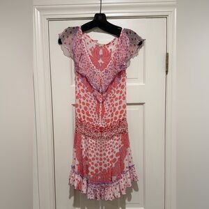 Poupette St. Barth Pink and Purple Midi Dress